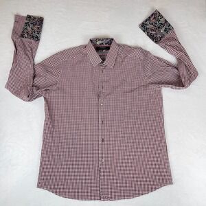 Coogi Dress Shirt Men XL Multi Plaid Classic Fit Barrell Cuff Collared Button Up